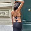 Image of Backless Lace Up Halter Slim Fit Sheath Dress Shopping