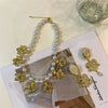 Image of Court Vintage Engraving Metal Rhinestone Pearl Female Earrings Shopping