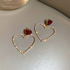 Image of 925 Silver Needle South Korea Crystal Diamond Love Heart Earrings Shopping