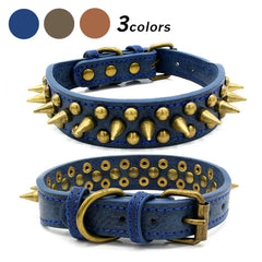 Retro Studded Spiked Rivet Large Dog Pet Leather Collar Pit Bull S-XL Shopping