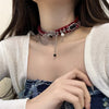 Image of Vintage Red Spider Web Plush Clavicle Chain Shopping