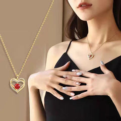 Necklace Female Red Sapphire Pendant Clavicle Chain Jewelry Shopping