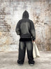 Image of Men's Fashion Retro Distressed Hooded Cardigan Sweater Wide Leg Mopping Sweatpants Shopping