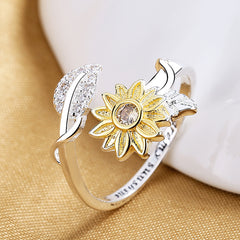 Gold And Silver Two-tone Sunflower Flower Ring Shopping