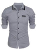 Image of Men's Casual Fashion Business Trends Long-sleeved Shirt Shopping