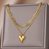 Image of Fashionable Golden Love Chain Double-layer Necklace Shopping