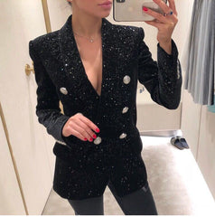 Gypsophila Sequin Silver Buckle Waist Velvet Jacket Shopping