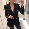 Image of Gypsophila Sequin Silver Buckle Waist Velvet Jacket Shopping