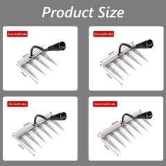 4 PCS Iron Rake, Garden Rake, Iron Rake The Heavy-Duty Iron Weeding Rake, Iron Rake Weeder With Handle, Iron Hoe Rake For Backyard Gardening Weeding Loosening Farm Planting - 4, 5, 6, 7 Tines