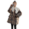 Image of Mid-length Thick Lamb Hair Pie Overcoming The Waist And Velvet Plaid Jacket Shopping