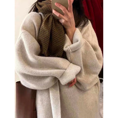 Khaki Knitted Cardigan Sweater, Womens Coat, Long Cardigan, Wool Coat, Cozy Style Loose, Plus Size Maxi Coat, Office Outfits, Fall Clothing Shopping