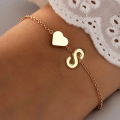 English Letter Graceful Personality Alloy Heart-shaped Letter Bracelet Shopping