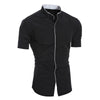 Image of Men's Pure Color Simple Casual Korean-style Slim-fit Short-sleeved Shirt Shopping