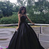 Image of Women's Black Bra Simple Satin Long Ground Length Evening Dress Shopping