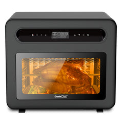 Image of Geek Chef Steam Air Fryer Toast Oven Combo , 26 QT Steam Convection Oven Countertop , 50 Cooking Presets, With 6 Slice Toast, 12 In Pizza, Black Stainless Steel. Prohibited From Listing On Amazon