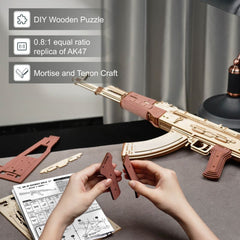 Robotime Rokr Automatic Rifle AK-47 3D Wooden Assembly Gun Double Firing Modes Funny DIY Toys For Kids Adults Justice Guar LQ901 Shopping