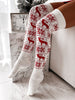 Image of Women Long Socks Christmas Women Knitted Cotton Woolen Stocking Warm Thigh High Over The Knee Cute Deer Printing Socks Twist Cable Crochet Shopping