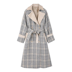 Blue Plaid Woolen Jacket Thickened