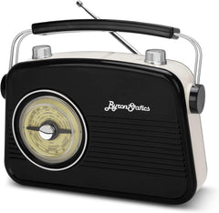 Black AM FM Radio - Small Portable Radios Vintage Retro With Headphone Jack, Large Analog Rotary Tuning Dial Shopping