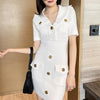 Image of Women's New Style Metal Buckle Waist Slim Knitted Dress Shopping