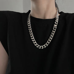 Thick Cuban Link Chain Titanium Steel Necklace Clavicle Chain