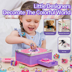 Girls Jewelry Making Kit DIY Arts And Crafts Gifts, Necklace Pendant & Bracelet Crafting Set Versatile Magic Sticker Machine Magic Book Children's DIY Making Christmas Gift Jewelry Gift Set For Kids G