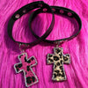 Image of Handmade Ethnic Style Hot Girl Leopard Diamond Cross Necklace Collar Shopping