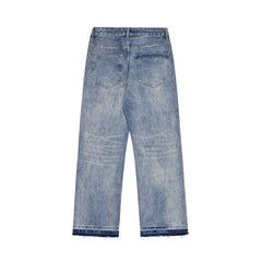 Washing Water Raw Hem Jeans Men