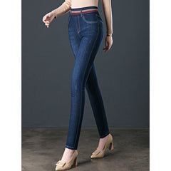 Elastic Waist Autumn And Winter Plus Velvet Padded Jeans Shopping