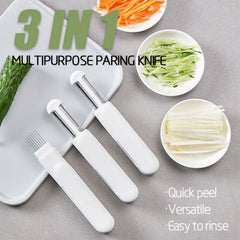 3 In 1 Multifunctional Rotary Paring Knife 360 Rotating Stainless Steel Peeler And Grater Kitchen Gadgets Multifunctional Paring Knife Stainless Steel Paring Knife For Peeling Shredding Shopping