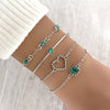 Image of Light Luxury Square  Gem Bracelet Female Fully Jeweled Loving Heart Peach Heart Shopping