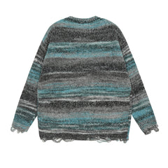 Gradient Rendering Striped Sweater Jacket