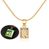 Image of 26 Letter Square Necklace Colorful Shell Luminous Pendant Chain Necklace For Women Temperament Ladies Jewelry Shopping