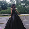 Image of Women's Black Bra Simple Satin Long Ground Length Evening Dress Shopping