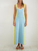 Image of Square Collar Striped Color Matching Backless Knitted Sleeveless Dress Shopping