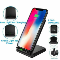 Fast Qi Wireless Charging Stand Dock Charger For IPhone 8 X XS 11 12 13 Pro Max Shopping