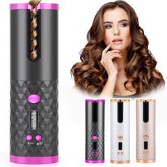 Rechargeable Automatic Hair Curler Women Portable Hair Curling Iron LCD Display Ceramic Curly Rotating Curling Wave Styer Shopping111