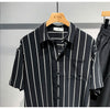 Image of Men's Loose Comfortable Striped Short-sleeved Shirt Shopping