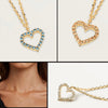 Image of Full Diamond Hollow Heart Pendant Necklace Shopping