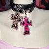 Image of Handmade Ethnic Style Hot Girl Leopard Diamond Cross Necklace Collar Shopping