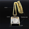 Image of Retro Square Stainless Steel Gold Medal Necklace Shopping