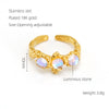 Image of Retro Titanium Steel Moonstone Ring Hip Hop Irregular Geometry Shopping