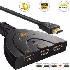 3 Port 4K HDMI 2.0 Cable Auto Splitter Switcher 3x1 Adapter HUB 3D 3 To 4K 2K 3D Mini 3 Port HDMI-compatible Shopping