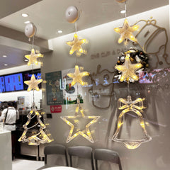 Christmas 3pcs LED Light Star Xmas Tree Hanging Sucker Lamp Window Ornaments Decoration For Home Xmas Navidad New Year Decor Christmas Decorations Shopping