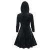 Image of Patchwork Gothic Style Hooded Long Sleeve Pleuche Cat Ear Dress Shopping