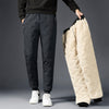 Image of Men's Trousers Winter Velvet Thickening Loose Fleece Pants With Zip Pocket Large Size Windproof Warm Jogging Pants Shopping