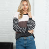 Image of Striped Splicing Knitwear Women's Long Sleeve Shopping