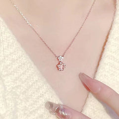 Niche Irregular Gravel Unique Cut Crystal Cherry Blossom Temperament Peach Blossom Pendant Clavicle Necklace Shopping