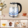 Image of Electric Kettle Keep Warm, 1.8L Glass Tea Kettle, Hot Water Boiler With LED Light, Auto Shut-Off & Boil Dry Protection, Stainless Steel Shopping