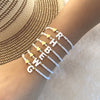 Image of 26 Letters White Shell Beaded Bracelet Women Metal Love Design Bracelet Jewelry Shopping